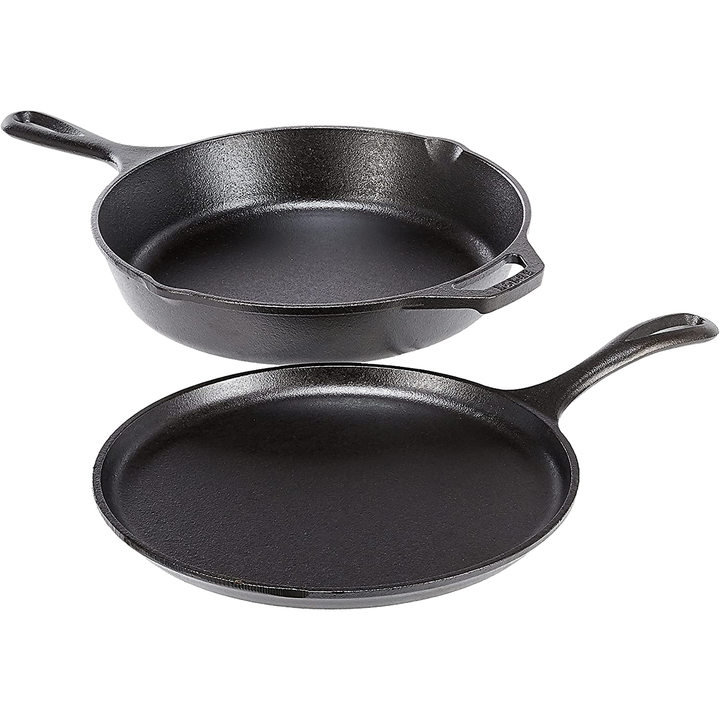 Handcrafted black cast iron skillet and griddle set, made in USA, ideal for Kitchen & Food, Cookware, Cast Iron, and Best Sellers collections.