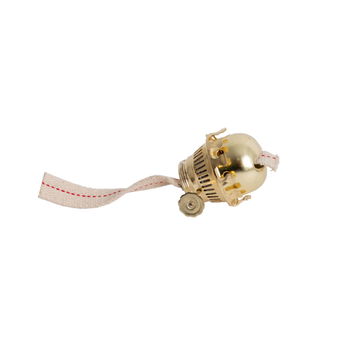Handcrafted brass burner assembly with wick for vintage-style oil lamps, designed for reliable use in Farm, Garden & Tool, Emergency Supplies, and Best Sellers collections.