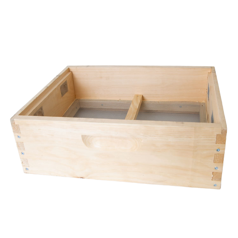 Handmade wooden quilt box with mesh screening and sturdy joinery, designed to control moisture in beehives, Amish made and featured in Farm, Garden & Tool and Beekeeping Supplies collections.