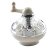 Compact white nut and hard spice grinder with clear plastic top and stainless steel blades, featuring an easy-turn crank handle, ideal for Kitchen & Food, Brewing Coffee and Tea, and Best Sellers collections.