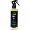 Clear spray bottle of natural BBQ grill oil with black label and trigger nozzle, designed for household cleaning and grilling use in home and decor collections.