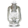 Galvanized metal race lantern with clear glass globe and protective wire frame, compact and wind-resistant for camping, emergency, farm, and outdoor lighting use.