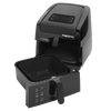 Black air fryer with large removable basket and digital control panel, designed for family-size cooking with little to no oil, ideal for Kitchen & Food, Kitchen Gadgets, Cooking Helpers, and Best Sellers collections.