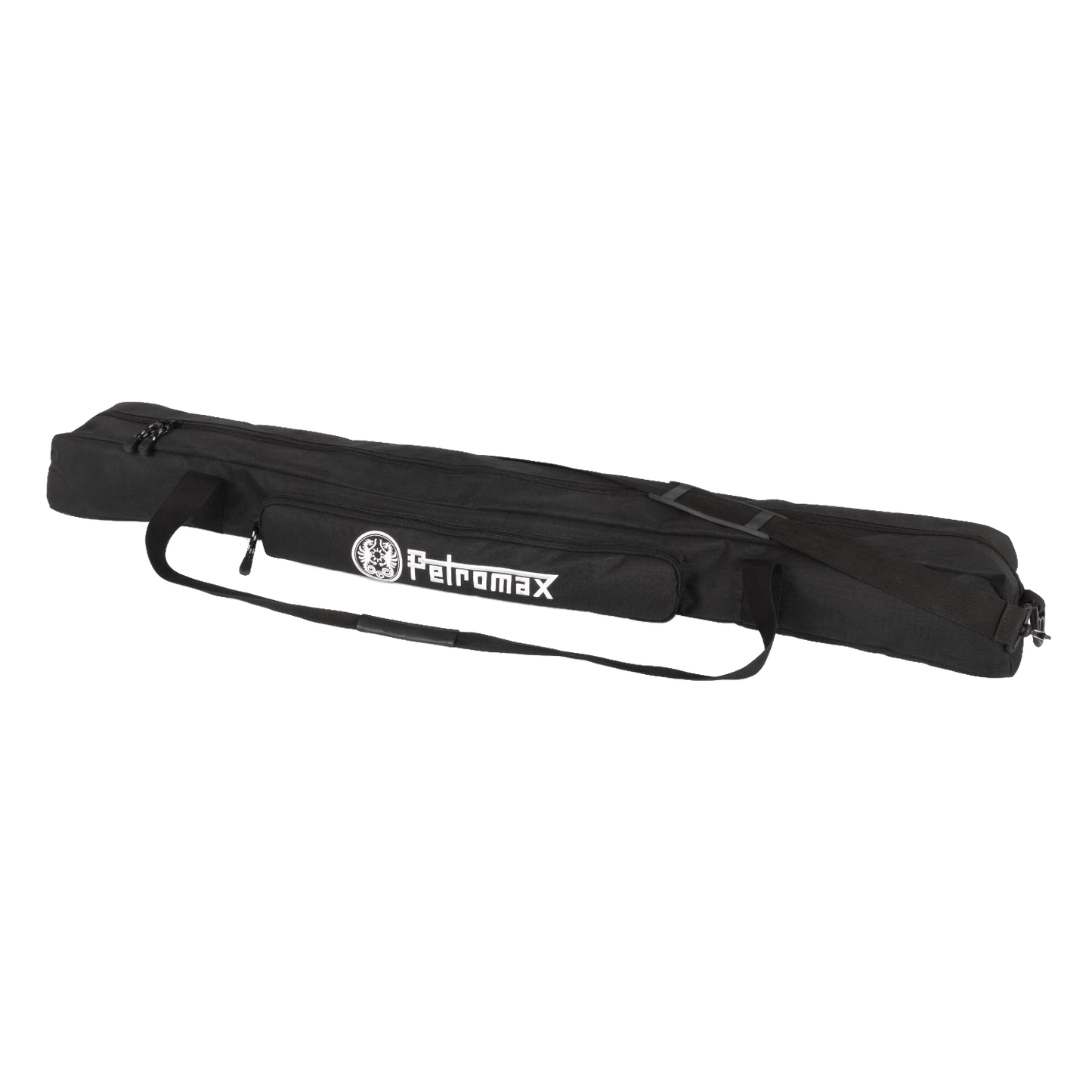 Durable black ripstop transport bag with zipper and handles, designed for safely carrying fire bridge equipment, ideal for camping, farm, garden, and outdoor tool use.