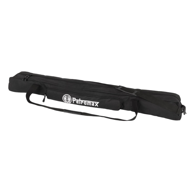 Durable black ripstop transport bag with zipper and handles, designed for safely carrying fire bridge equipment, ideal for camping, farm, garden, and outdoor tool use.