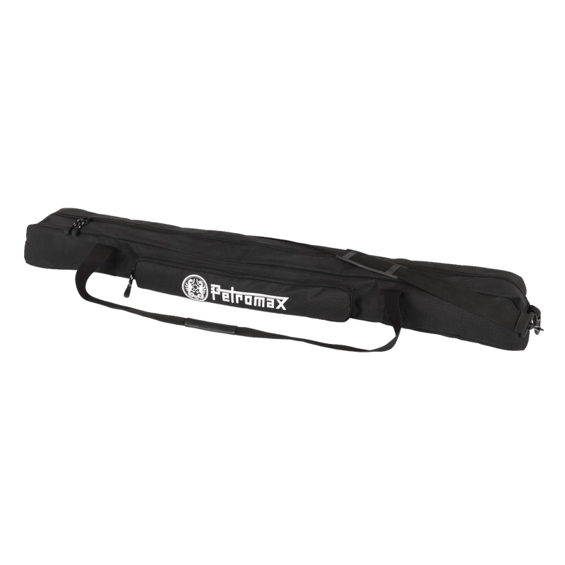 Durable black ripstop transport bag with zipper and handles, designed for safely carrying fire bridge equipment, ideal for camping, farm, garden, and outdoor tool use.