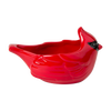 Bright red ceramic cardinal-shaped bowl with glossy finish, designed for holiday decor and kitchen use, handcrafted and dishwasher safe, ideal for serving and festive gatherings.