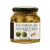 Glass jar of fire-grilled mini artichoke hearts in marinade, ideal for gourmet antipasti, Kitchen & Food, Pantry, Food, Best Sellers, and Promo Eligible collections.