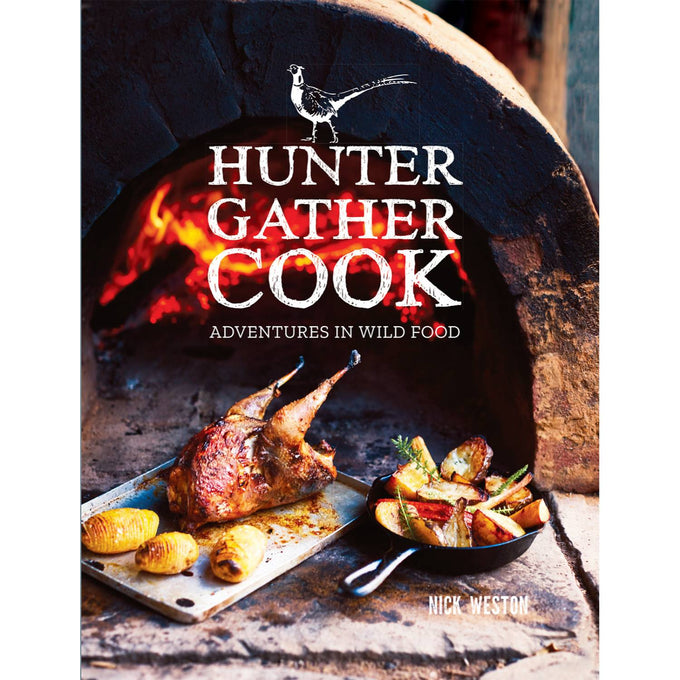 Cover of a cookbook titled Hunter Gather Cook: Adventures in Wild Food featuring roasted game bird, potatoes, and vegetables next to a wood-fired oven, part of Toys, Books & Games, Books, Cookbooks, Home and Garden How-To Books, and Best Sellers collections.