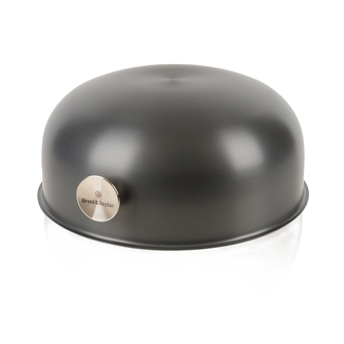 Matte black Brod & Taylor bread baking shell with smooth rounded dome shape and brushed metal logo badge, designed for Kitchen & Food, Cookware, and Baking Supplies collections.
