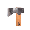 Handforged hunter's axe featuring a tempered Swedish steel blade and smooth wooden handle, crafted for durability and precision in farm, garden, and wood cutting tasks.