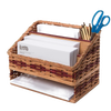 Handcrafted desk organizer with woven Amish-made sides and wooden dividers holding envelopes, pens, and scissors, perfect for Home & Decor, Household Helpers, USA Made, and Best Sellers collections.