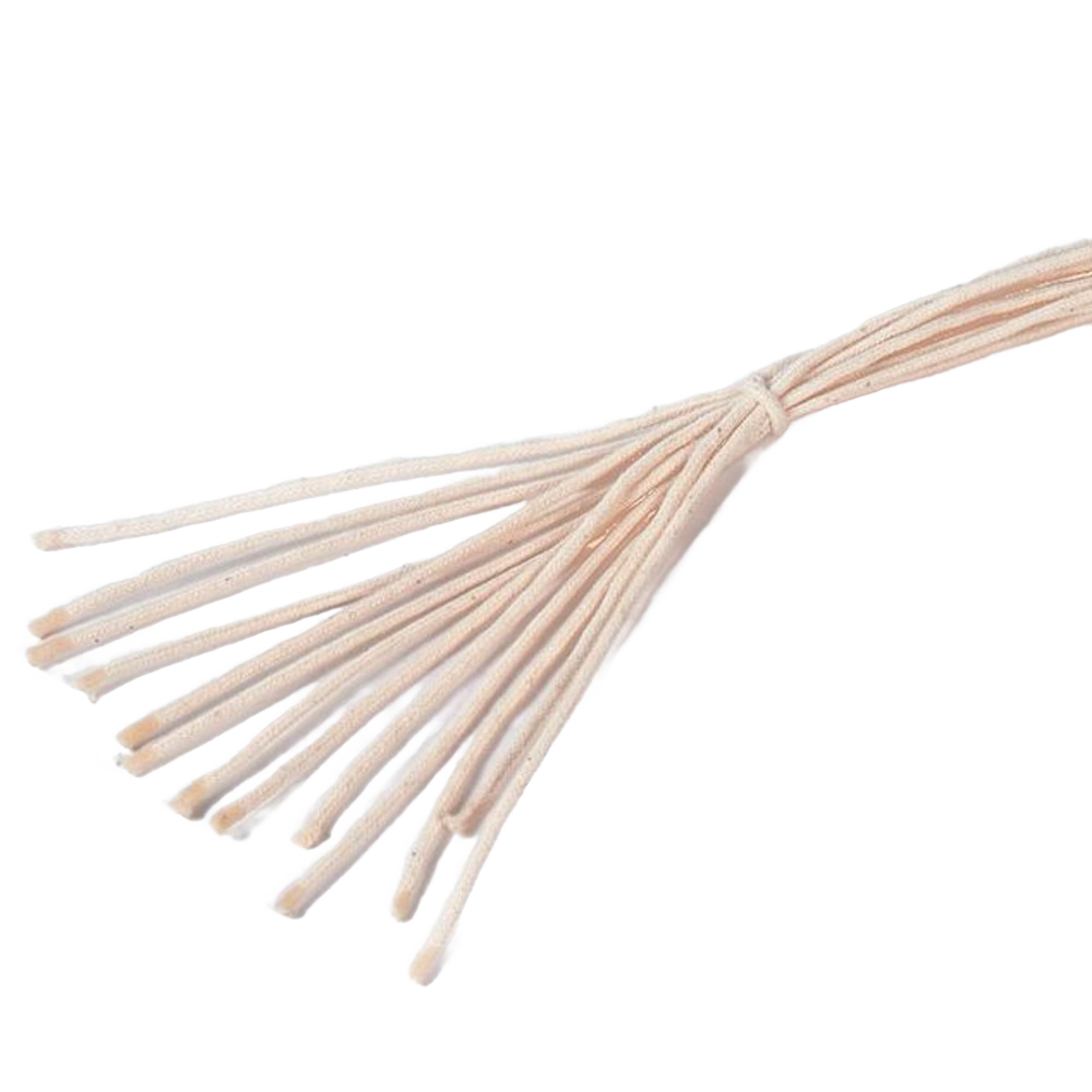 Bundle of handcrafted braided cotton round wicks for oil lamps, made in USA, suitable for Lamps & Lighting, Olive Oil Lamps, Parts and Accessories, and Best Sellers collections.