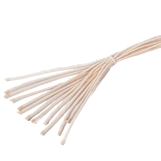 Bundle of handcrafted braided cotton round wicks for oil lamps, made in USA, suitable for Lamps & Lighting, Olive Oil Lamps, Parts and Accessories, and Best Sellers collections.