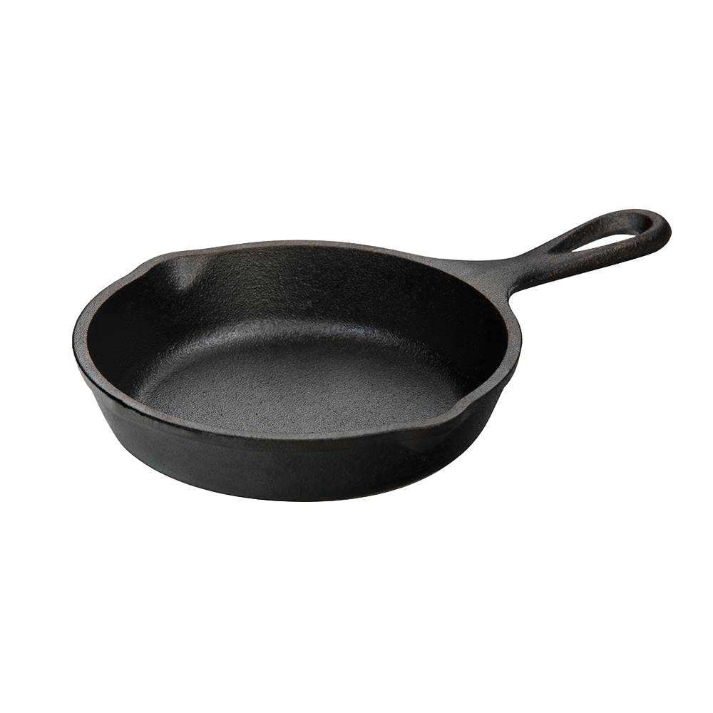 Small handcrafted cast iron skillet with ergonomic handle, pre-seasoned for cooking versatility, part of Kitchen & Food, Cast Iron, USA Made, and Best Sellers collections.