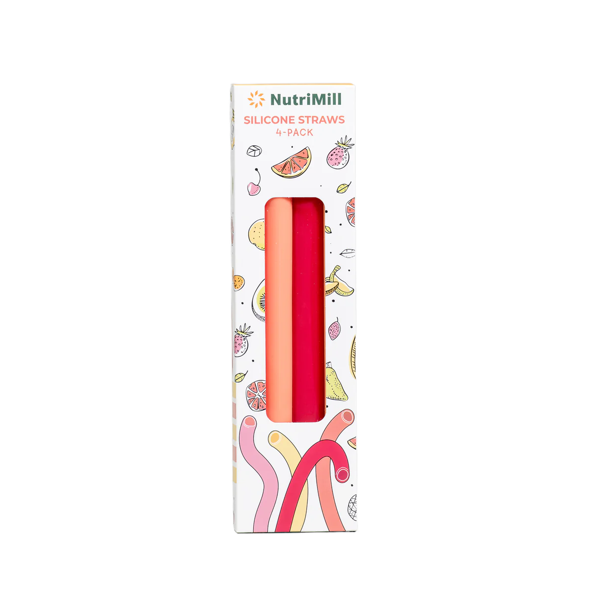NutriMill Reusable Extra-Wide Silicone Straws - Set of 4