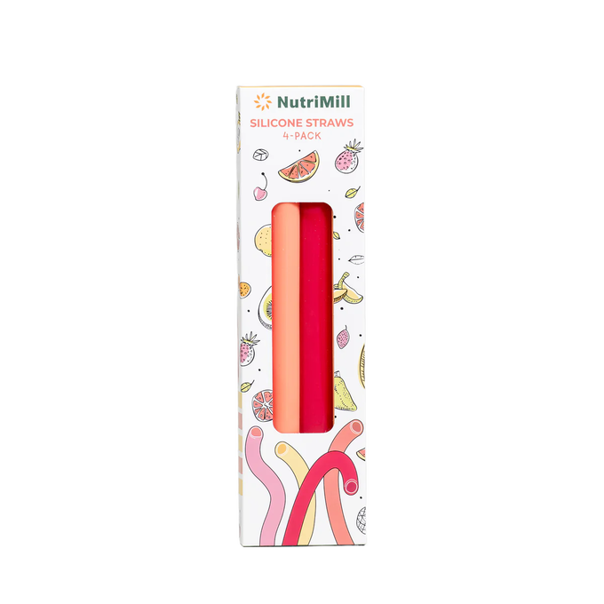 NutriMill Reusable Extra-Wide Silicone Straws - Set of 4