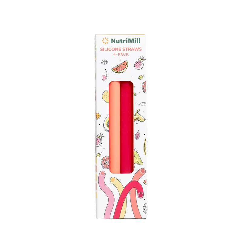 NutriMill Reusable Extra-Wide Silicone Straws - Set of 4