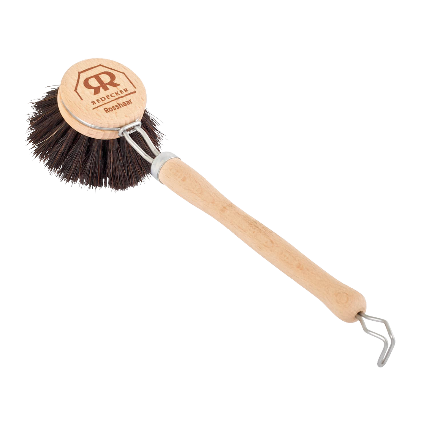Natural fiber dish brush with a smooth beechwood handle and replaceable head, designed for effective, eco-friendly cleaning in Household Cleaning and Home & Decor collections.