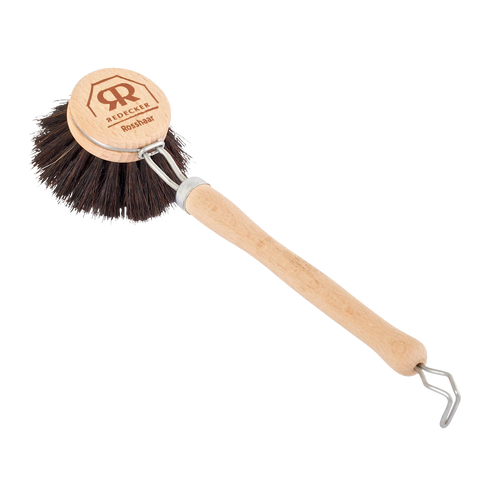 Natural fiber dish brush with a smooth beechwood handle and replaceable head, designed for effective, eco-friendly cleaning in Household Cleaning and Home & Decor collections.