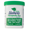 Container of handcrafted therapeutic rub for joint and muscle soreness, skin irritations, coughs, and sore throats, made in USA, featured in Health & Wellness, Health Remedies, and Best Sellers collections.