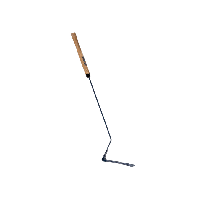 Durable serrated steel grass whip with hardwood handle, designed for trimming overgrown weeds along fences and barns, ideal for Farm, Garden & Tool and Lawncare collections.