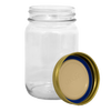 Clear regular-mouth glass canning jar alongside a durable metal lid with blue sealing ring, designed for food preservation in Kitchen & Food, Canning, and USA Made collections.