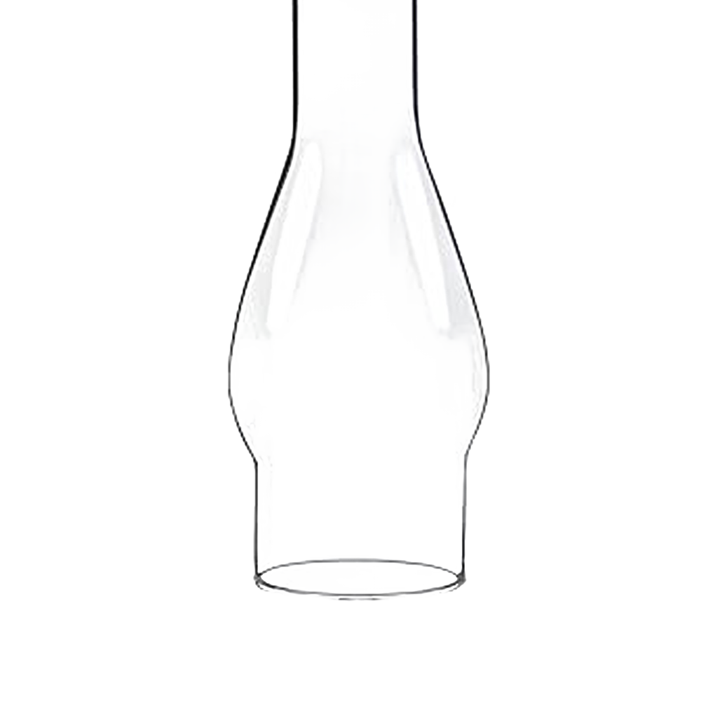 Clear handcrafted glass oil lamp chimney with a 2-7/8 inch base, designed for use with traditional lamps, featured in Lamps & Lighting and Parts and Accessories collections.