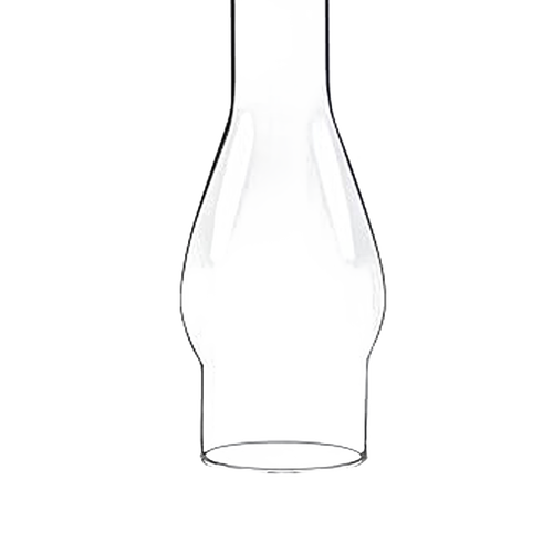 Clear handcrafted glass oil lamp chimney with a 2-7/8 inch base, designed for use with traditional lamps, featured in Lamps & Lighting and Parts and Accessories collections.