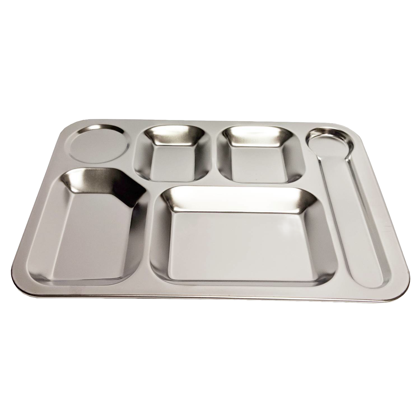 Durable stainless steel picnic tray with six separate compartments for food, drink, and utensils, ideal for Kitchen & Food, Dinnerware, Best Sellers, Promo Eligible, and Sale collections.