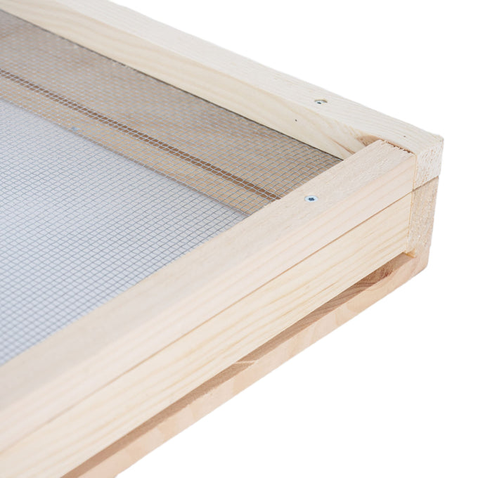 Handcrafted Amish-made wooden frame with fine mesh screen designed for mite monitoring in beehives, made in USA, ideal for Farm, Garden & Tool and Beekeeping Supplies collections.