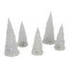 Set of five clear acrylic Christmas trees with textured surfaces, designed for indoor holiday decor, glowing softly with changing LED colors, perfect for Home & Decor collections.