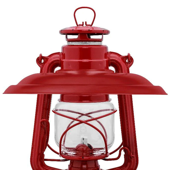 Handcrafted red steel reflector shade designed to direct light downward while protecting the glass globe on Feuerhand oil lanterns, perfect for Lamps & Lighting, Emergency Supplies, Oil Lamps, Best Sellers, and Promo Eligible collections.