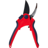 Large bypass pruning shears with ergonomic red and blue handles and sharp carbon steel blades, designed for smooth green stem cuts in Farm, Garden & Tool and Lawncare collections.