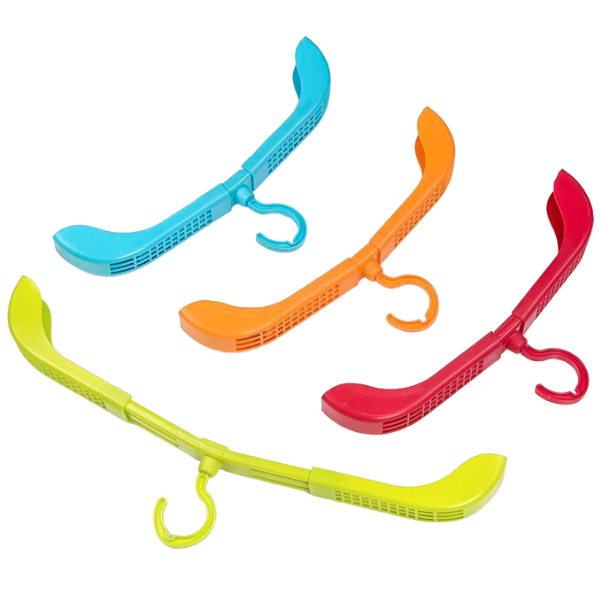 Set of four bright multi-color adjustable plastic hangers with swivel hooks and air vents to speed drying, part of Laundry Supplies, Dryers and Drying Accessories, Home & Decor collections.