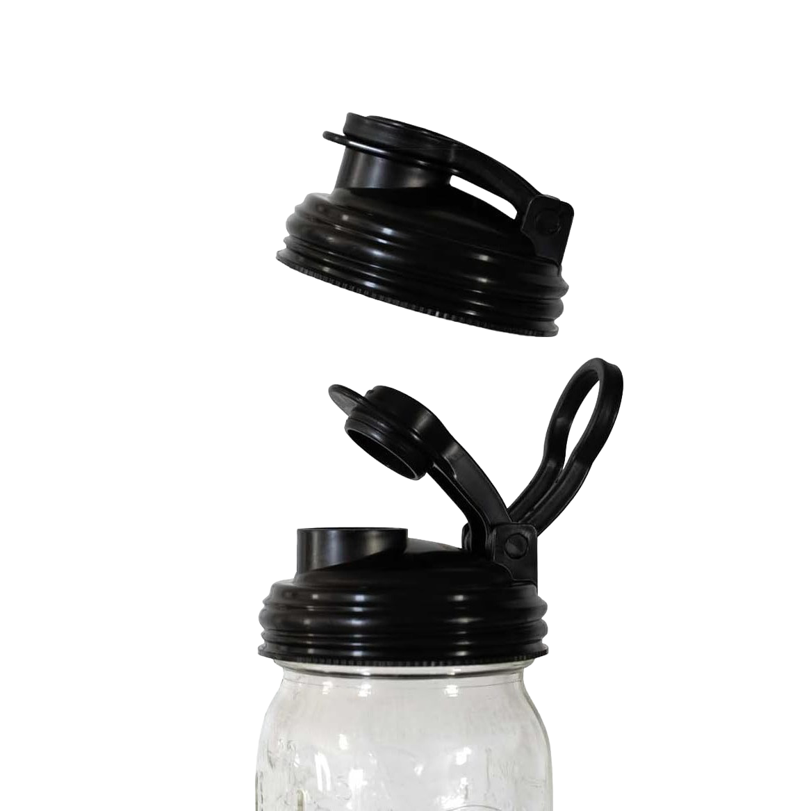 Durable black pour lid with flip-top spout and carry loop for regular-mouth jars, crafted in the USA, perfect for Kitchen Gadgets, Kitchen Accessories, and Best Sellers collections.