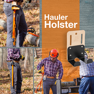 Sturdy rust-resistant steel LogOX Hauler Holster worn on a standard belt for hands-free wood hauling, featured in Farm, Garden & Tool, Wood Cutting and Hauling, USA Made, and Best Sellers collections.