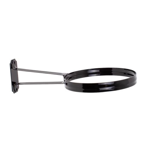 Handcrafted classic black metal wall bracket with 11-3/4-inch arm and 6-inch diameter ring, designed for mounting Aladdin oil lamps, featured in Lamps & Lighting, Oil Lamps, Wall Lamps, Best Sellers, and Promo Eligible collections.