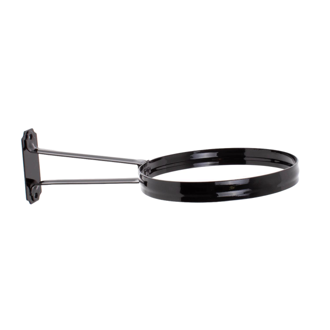 Handcrafted classic black metal wall bracket with 11-3/4-inch arm and 6-inch diameter ring, designed for mounting Aladdin oil lamps, featured in Lamps & Lighting, Oil Lamps, Wall Lamps, Best Sellers, and Promo Eligible collections.
