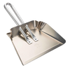 Rustproof aluminum small dustpan with a stays-flat design featuring reinforced corners and hanging loops, ideal for household cleaning, kitchen use, and USA made collections.