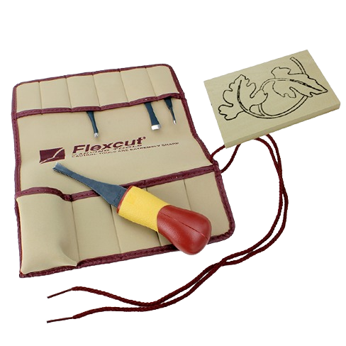 Set of sharp carving blades with resin handle and 11-pocket tool roll, including a pre-printed wood carving blank for beginners in Farm, Garden & Tool and Hand Tools collections.