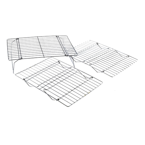 Handcrafted stackable and collapsable cooling racks with sturdy metal wire construction, perfect for baking and cooling multiple trays, featured in Kitchen & Food, Cookware, Baking Supplies, Kitchen Gadgets, Cooking and Baking Helpers, Best Sellers, and Promo Eligible collections.