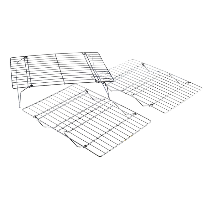 Handcrafted stackable and collapsable cooling racks with sturdy metal wire construction, perfect for baking and cooling multiple trays, featured in Kitchen & Food, Cookware, Baking Supplies, Kitchen Gadgets, Cooking and Baking Helpers, Best Sellers, and Promo Eligible collections.