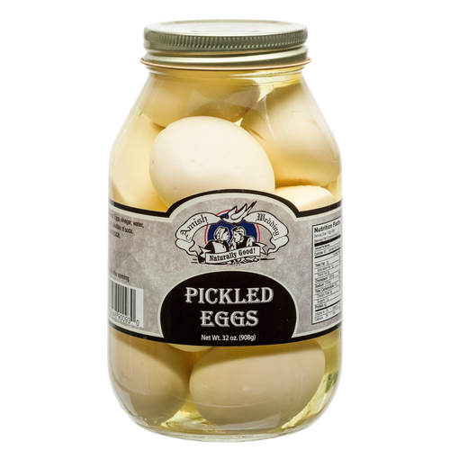 Large glass jar of naturally prepared pickled eggs in clear brine with a metal lid, suitable for Kitchen & Food, Food, Pantry, USA Made, Best Sellers, and Promo Eligible collections.
