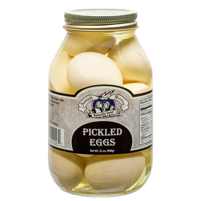 Large glass jar of naturally prepared pickled eggs in clear brine with a metal lid, suitable for Kitchen & Food, Food, Pantry, USA Made, Best Sellers, and Promo Eligible collections.