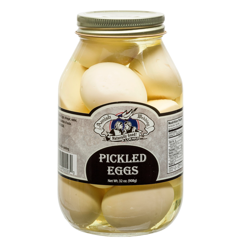 Large glass jar of naturally prepared pickled eggs in clear brine with a metal lid, suitable for Kitchen & Food, Food, Pantry, USA Made, Best Sellers, and Promo Eligible collections.
