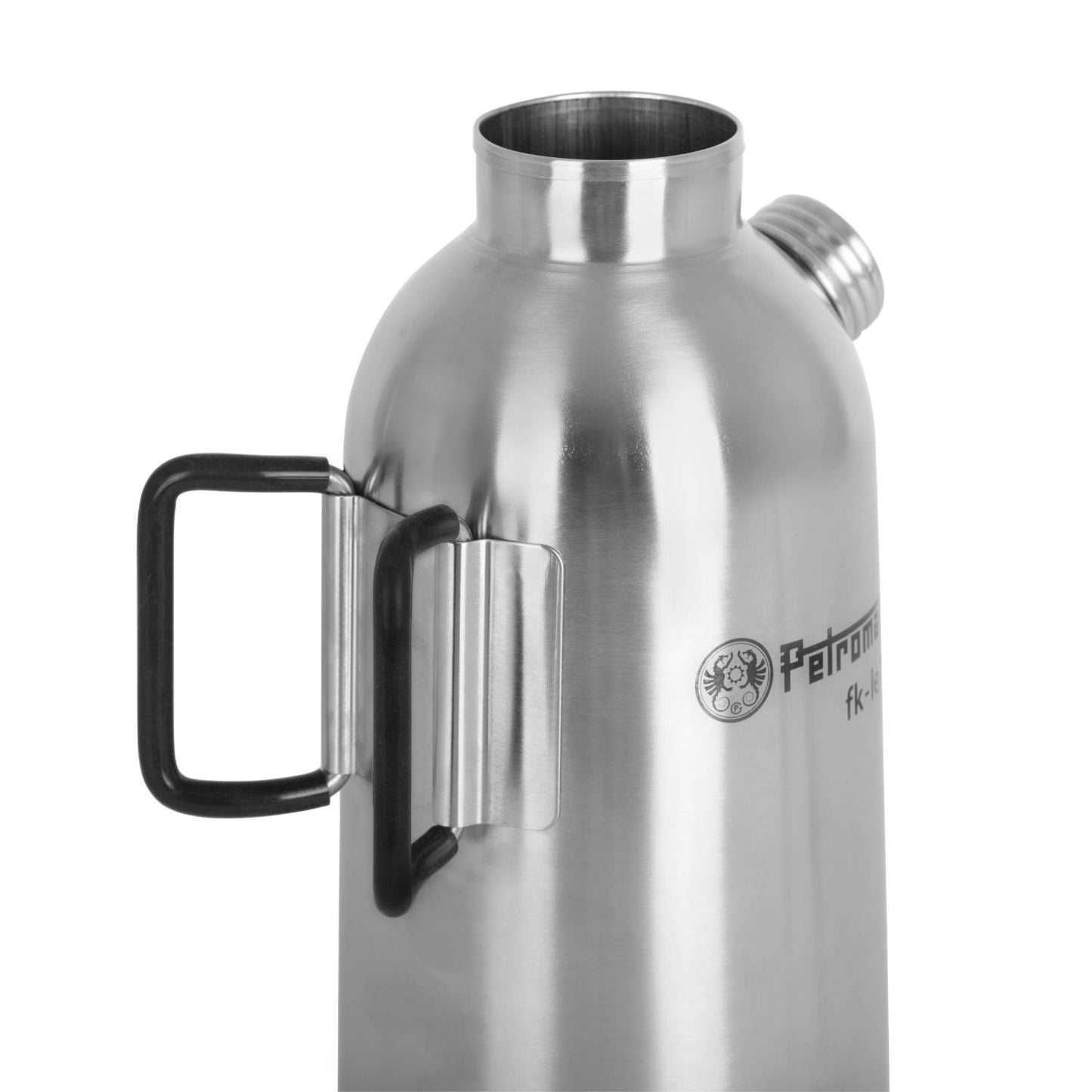 Stainless steel fire kettle with insulated double-wall design and screw-on spout, featuring a durable handle; ideal for camping, emergency supplies, and Farm, Garden & Tool collections.
