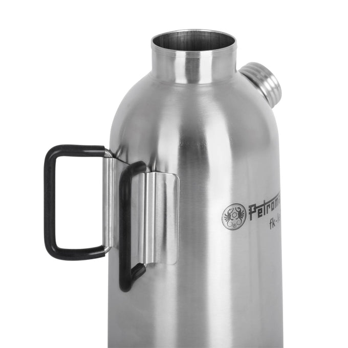 Stainless steel fire kettle with insulated double-wall design and screw-on spout, featuring a durable handle; ideal for camping, emergency supplies, and Farm, Garden & Tool collections.