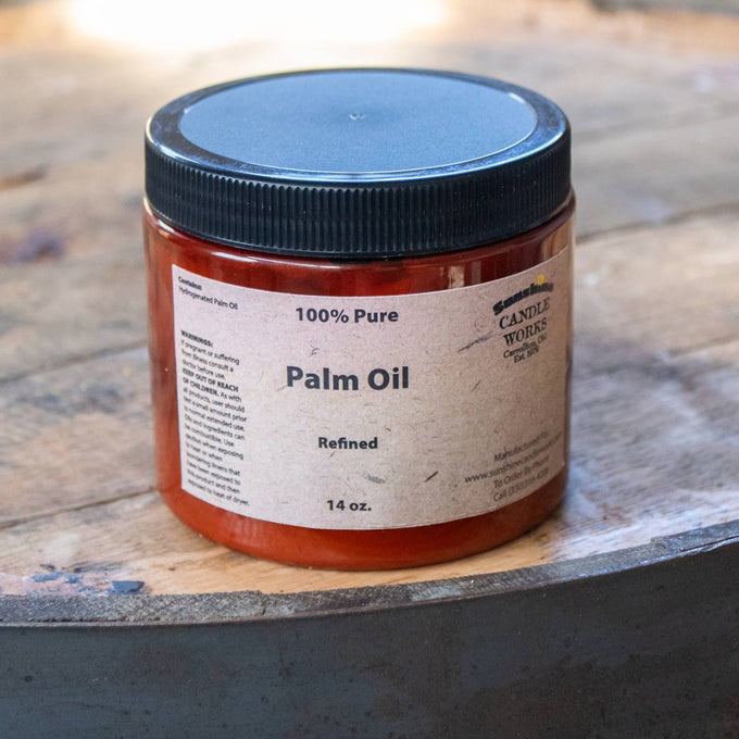 14-ounce jar of 100% pure refined palm oil with black lid, ideal for soapmaking, USA made, featured in Health & Wellness, Soaps and Soapmaking, Soapmaking Supplies, Best Sellers, and Promo Eligible collections