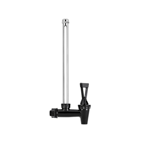 Handcrafted sight glass spigot with polished steel tube and black plastic base, designed for water level monitoring in Berkey water filters, part of Appliances and Water Treatment collections.